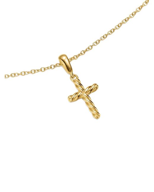 David Yurman Metallic 18K Cable Cross Pendant Necklace