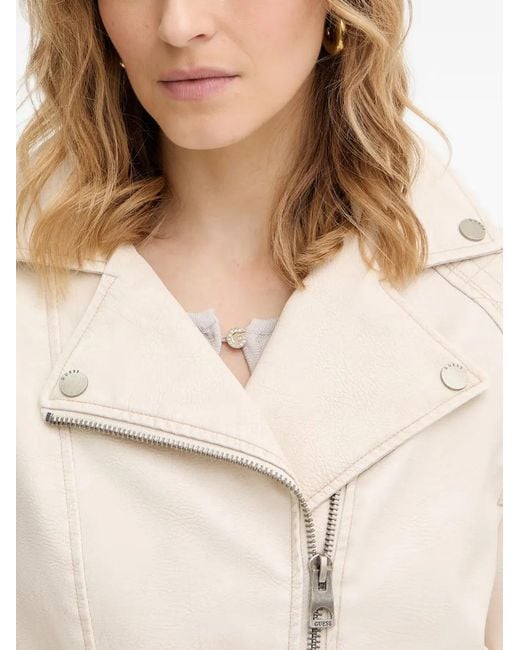 Guess Natural Nada Quilted-Panel Biker Jacket