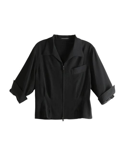 Y's Yohji Yamamoto Black Hemd mit Reißverschlusstasche