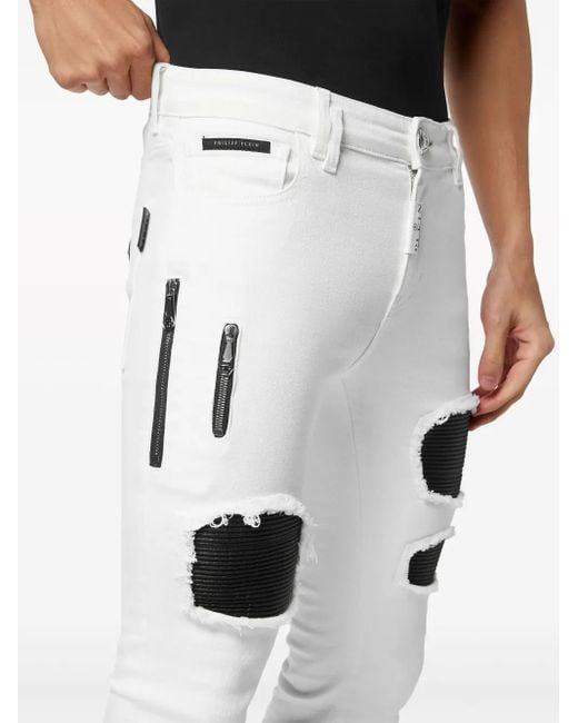 Philipp Plein White Rock Star Slim-Cut Jeans for men