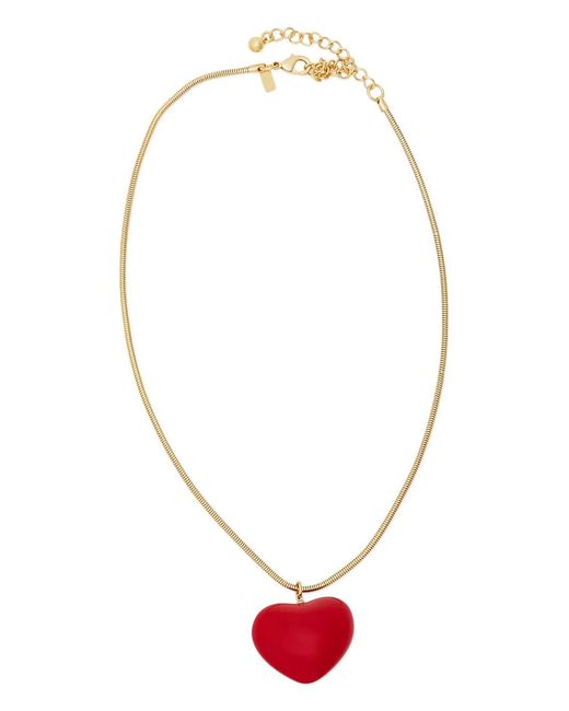 Kenneth Jay Lane White Puff Heart-Charm Necklace