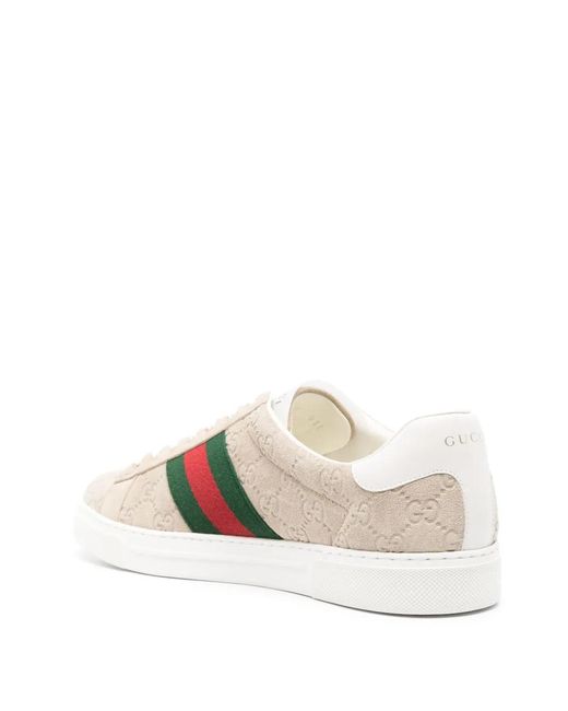 Gucci Natural Sneakers With 'Web' Strap for men