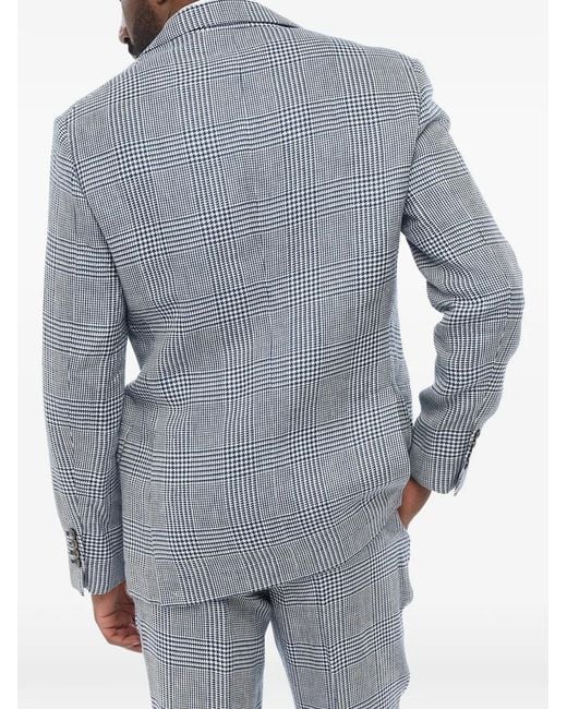 Brunello Cucinelli Gray Checked Buttoned Suit for men