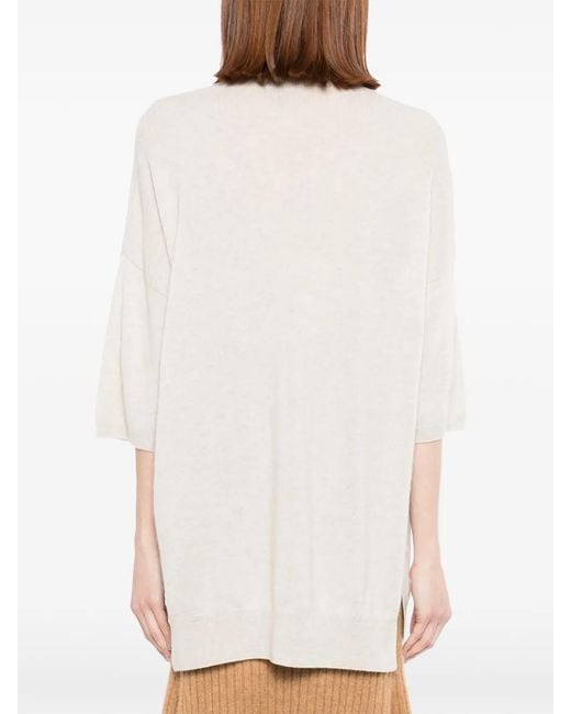N.Peal Cashmere White Short-Sleeves Knit Top
