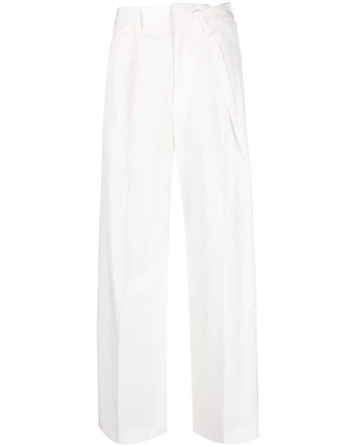MM6 by Maison Martin Margiela White Pleated High-waist Tailored Trousers