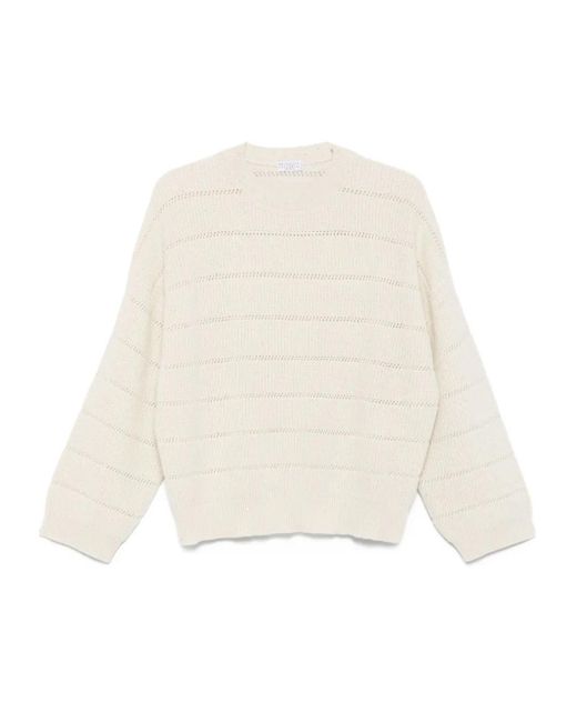 Jersey de punto abierto Brunello Cucinelli de color White
