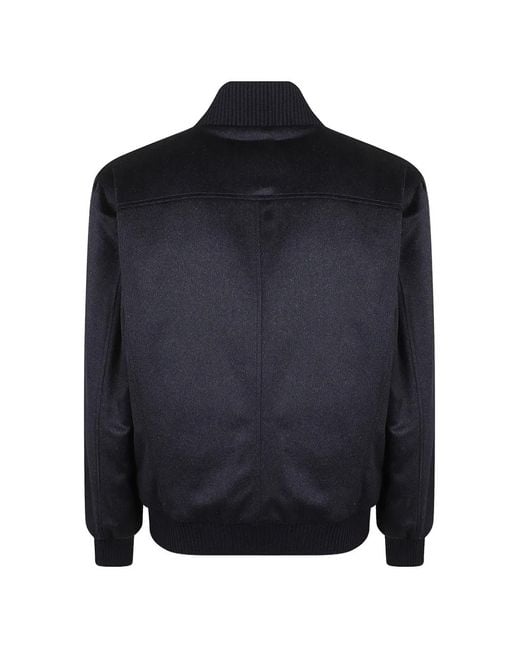 Barba Napoli Blue Button-Up Bomber Jacket for men