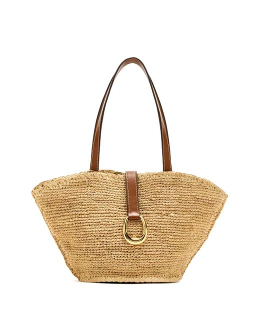 Staud Natural Leather-Trimmed Raffia Tote Bag