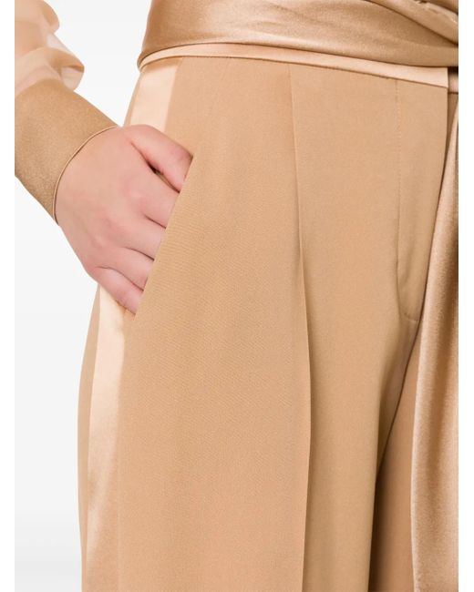 Alberta Ferretti Natural Straight-Leg Tailored Pants With Minimalist Design