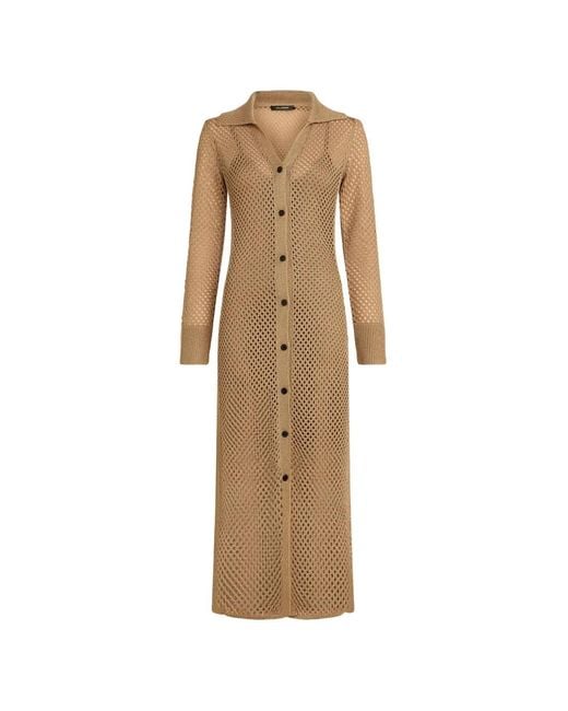 Karl Lagerfeld Natural Crocheted Midi Dress