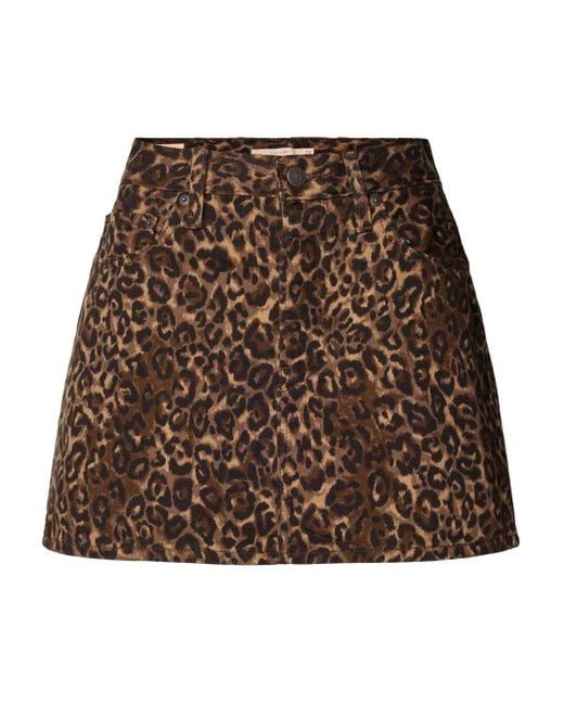 Levi's Brown Leopard-Print Denim Skirt
