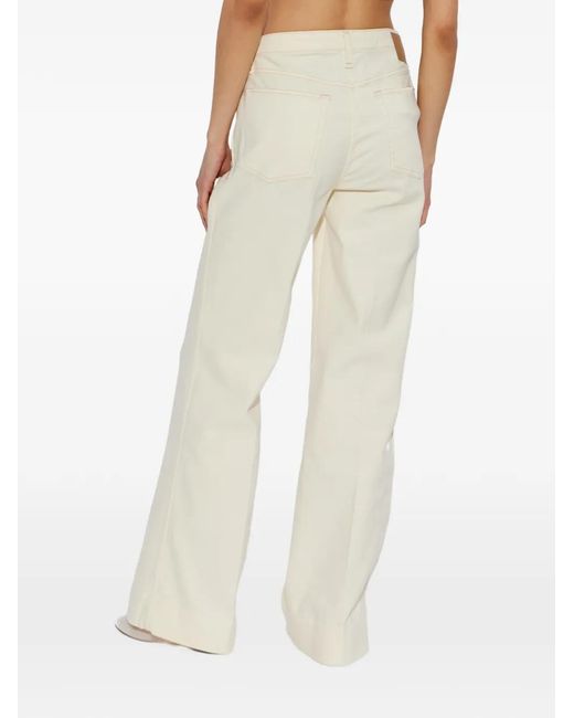 Rag & Bone White Pantalon En Coton À Coupe Évasée