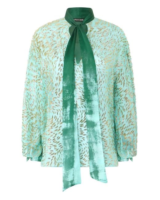 Roberto Cavalli Green Bluse Aus Seide