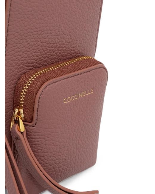 Coccinelle Purple Mini Pixie Grained Leather Phone Bag