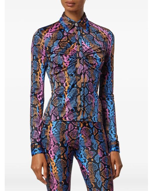 Versace Blue Python-Print Shirt
