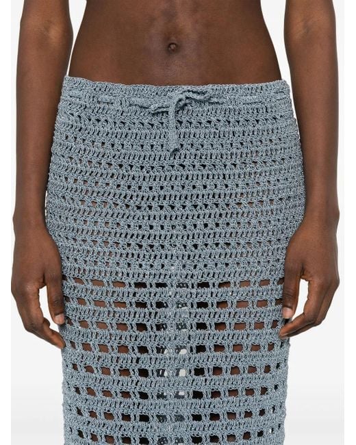 A.M.G Blue Open-Knit Midi Skirt