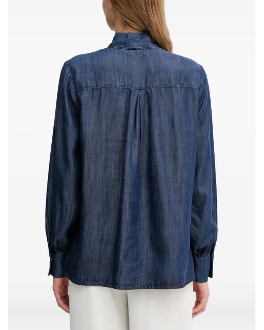Joop! Blue Tie-Neck Denim Shirt