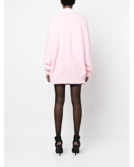 Philosophy Di Lorenzo Serafini Pink Embellished Knitted Cardigan