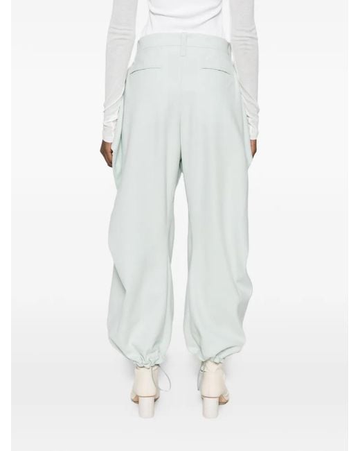 Issey Miyake White Draping Detail Tweed Wool Trousers