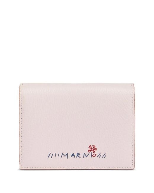 Marni Pink Flower-Embroidered Wallet