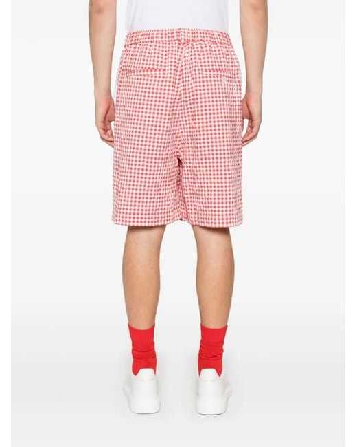 Marni Red Gingham Seersucker Shorts for men