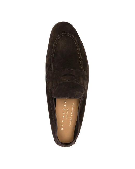 Henderson Black Suede Penny Loafers for men