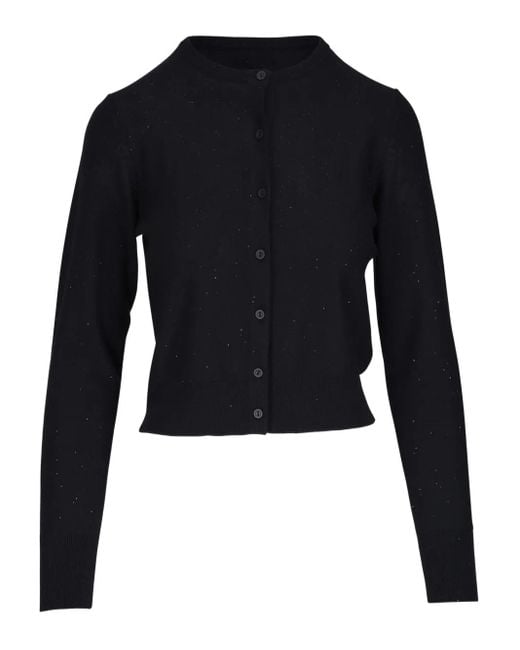 Kinross Cashmere Blue Cardigan Mit Rundem Ausschnitt