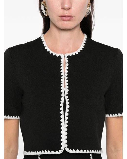 Maje Black Topstitched Cropped Cardigan