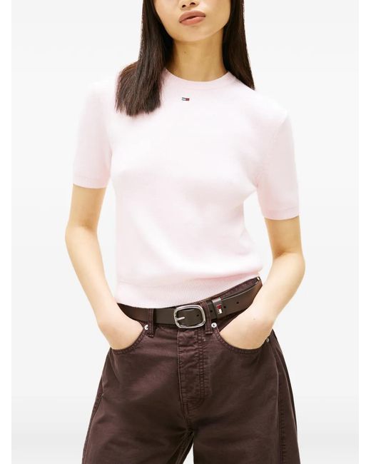 Tommy Hilfiger Pink Logo Knitted T-Shirt