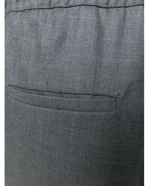 Thom Browne Gray Drawstring-Waist Wool Track Pants for men
