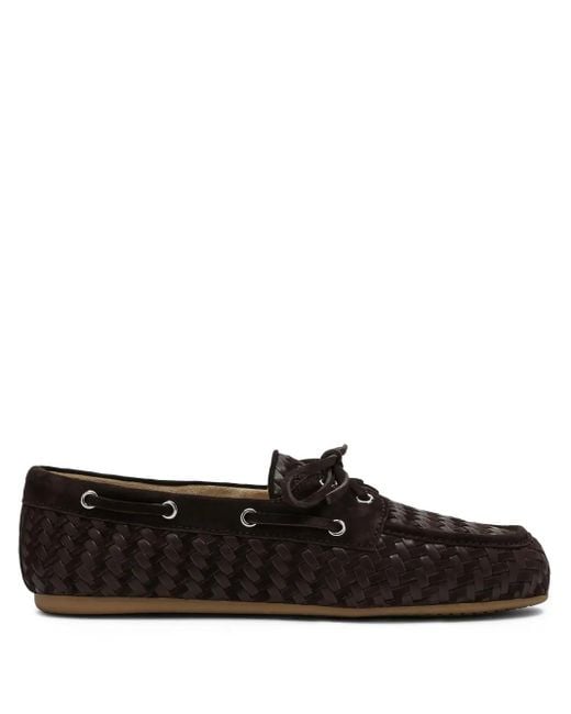 Miu Miu Black Woven Suede Loafers