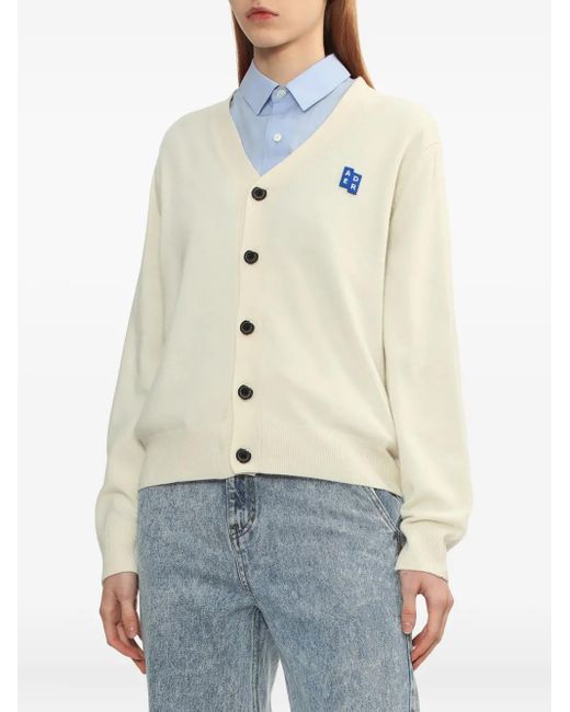 Adererror White Sig; Bl Tag Logo-Patch Button Cardigan