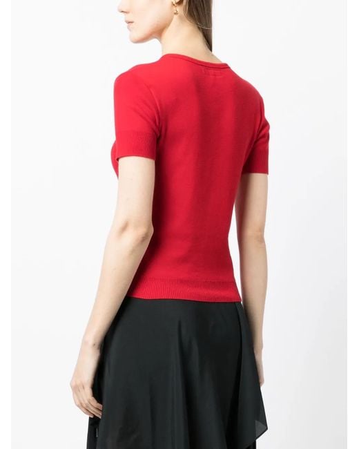 Agnes B. Red Buttoned-Down T-Shirt