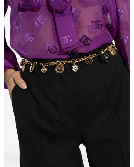 Dolce & Gabbana Natural Logo-Charm Chain Belt