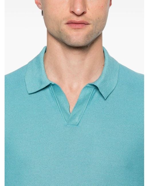 Boss Blue Piqué-weave Polo Shirt for men
