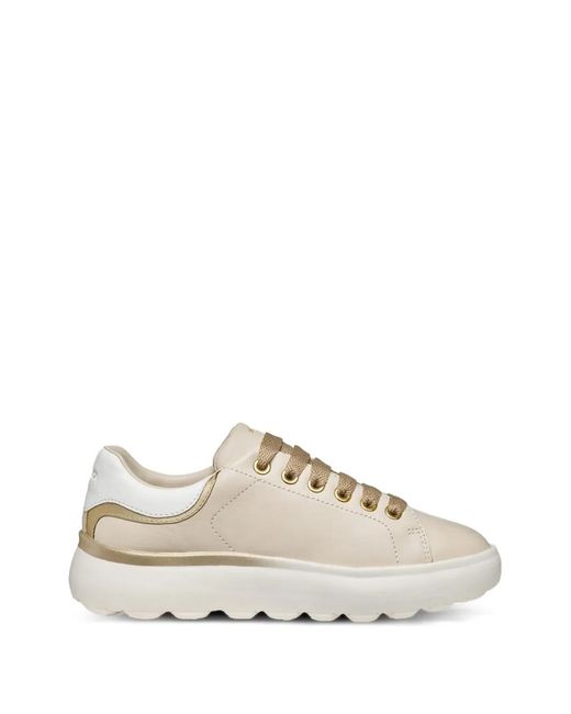 Geox White Spherica Ec4.1 Lace-Up Sneakers