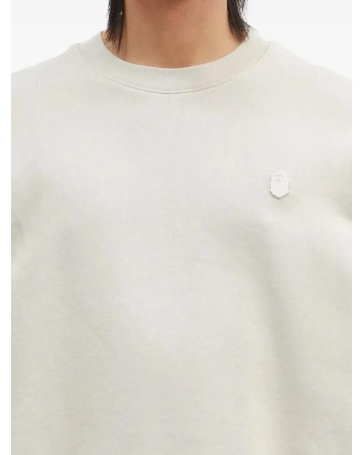 A Bathing Ape White Logo-Embroidered Crew Neck Sweatshirt for men