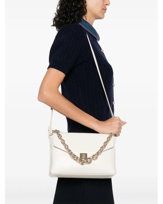 Furla White Medium Meridiana Shoulder Bag