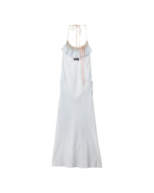 Miu Miu White Embroidered Marocain Crepe Dress