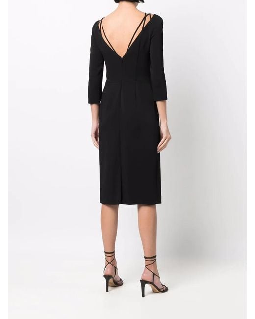 Alberta Ferretti Black Strap-Detail Knee-Length Dress