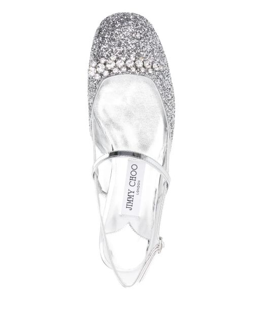 Jimmy Choo Belinda グリッタースリングバック サンダル White