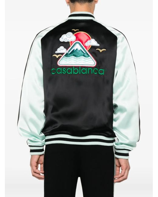 Casablanca Black Embroidered-Logo Bomber Jacket for men