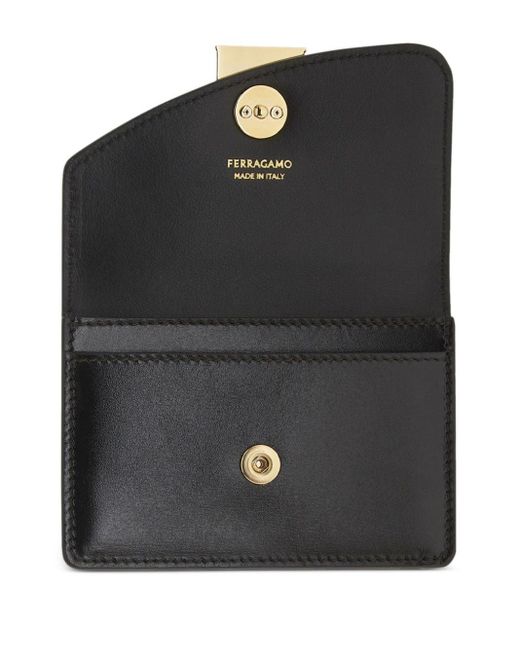 Ferragamo Black Fiamma Leather Cardholder