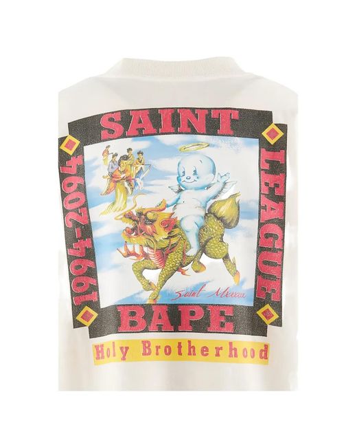 SAINT Mxxxxxx Blue X Bape Graphic-Print T-Shirt for men