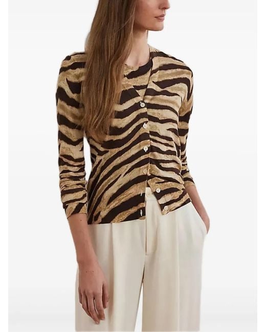 Cárdigan con estampado de cebra Ralph Lauren de color Natural