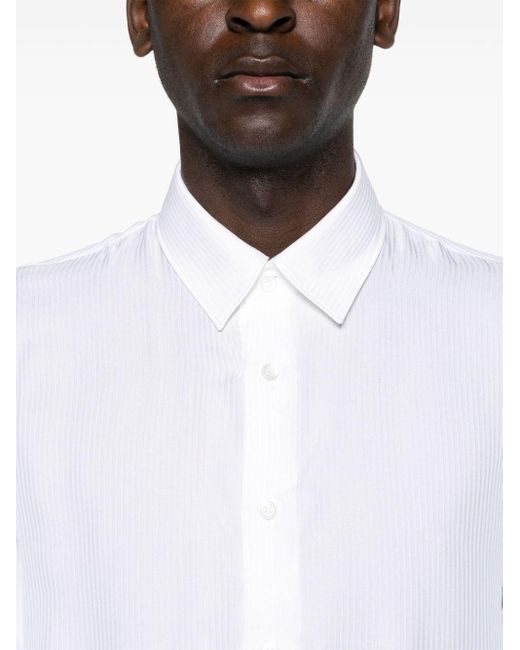 Patrizia Pepe White Long-sleeve Striped-jacquard Shirt for men