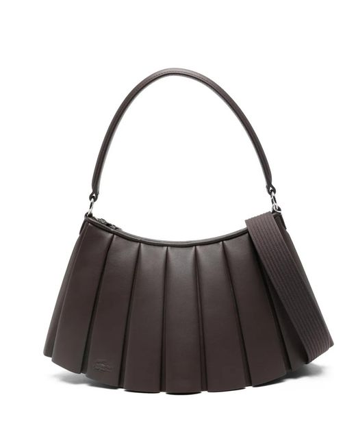Lacoste Brown Medium Pleated Shoulder Bag