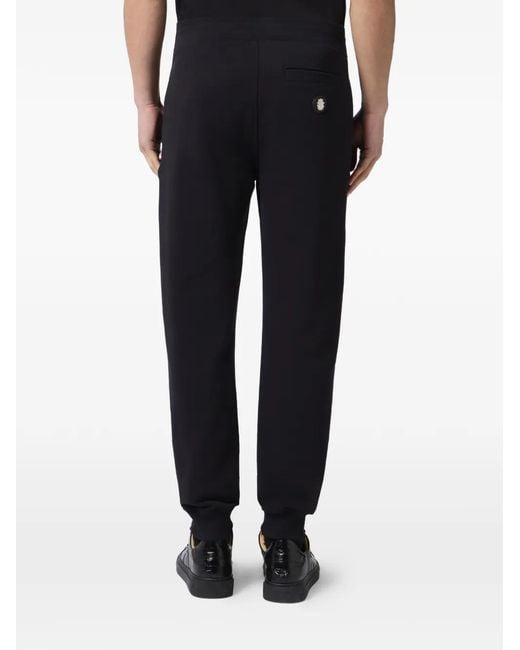 Billionaire Black Baroque Logo-Embroidered Track Pants for men