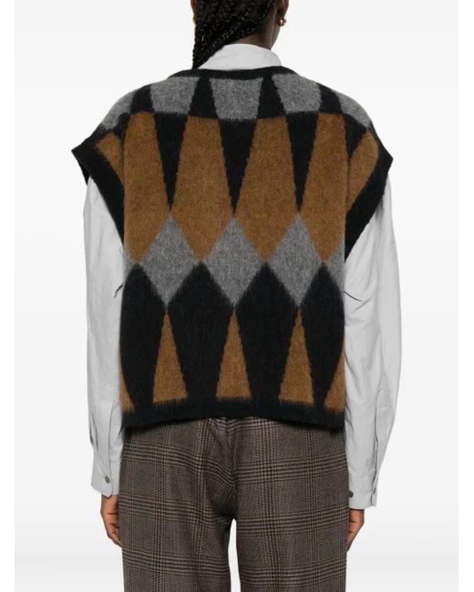 Phisique Du Role Black Geometric Jacquard Vest
