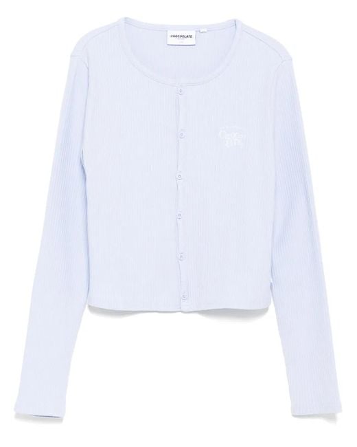 Chocoolate White Logo-Embroidered Top